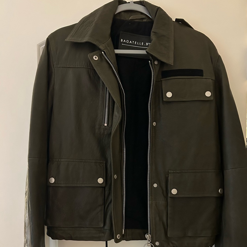 Bagatelle Olive Green Leather Jacket